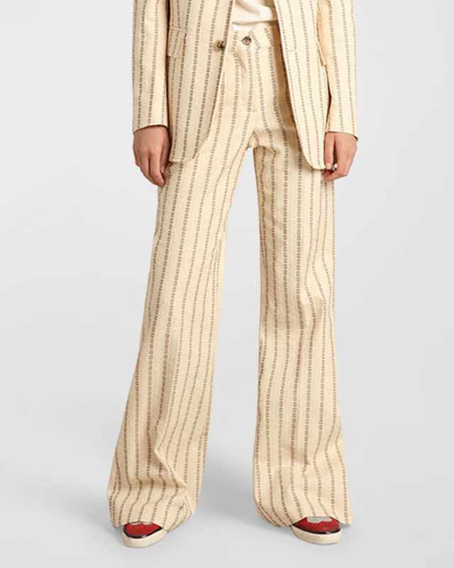 Journey Cotton Canvas Jacquard Flared Pants